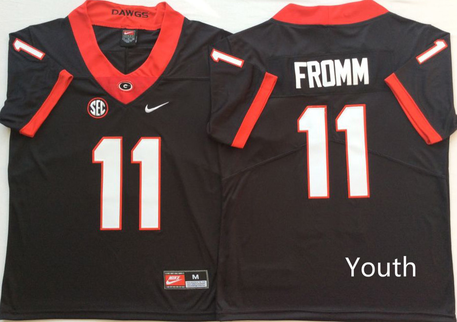 Youth Georgia Bulldogs 11 Fromm Black Nike NCAA Jerseys